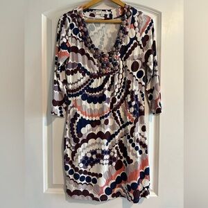 Boden Geometric Beaded Jersey Tunic Dress size 4